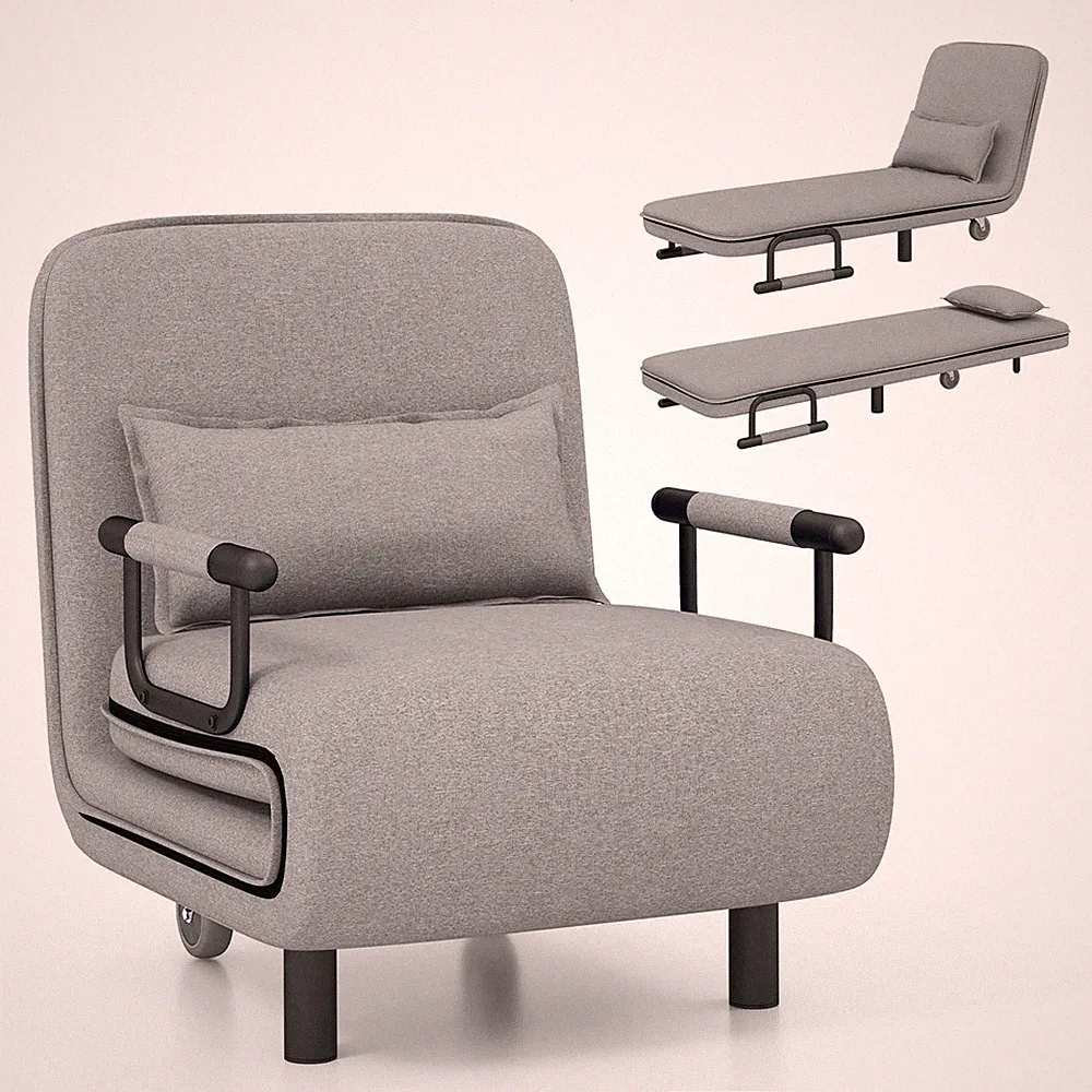 Convertible Chair, Sleeper Chair with 5-Position Adjustable Backrest & Lumbar...