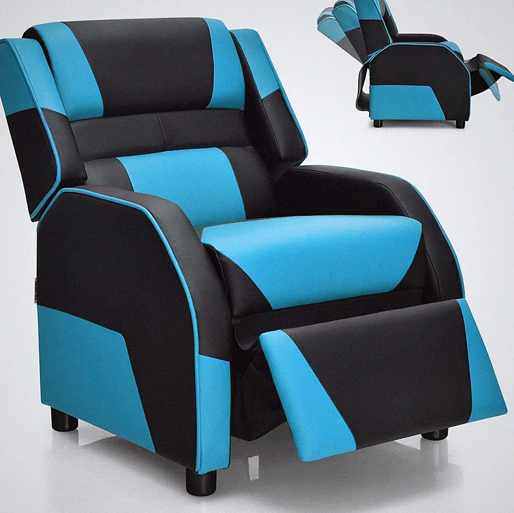 Kids Recliner, Gaming Recliner Chair with Footrest, Headrest & Lumbar Support, E