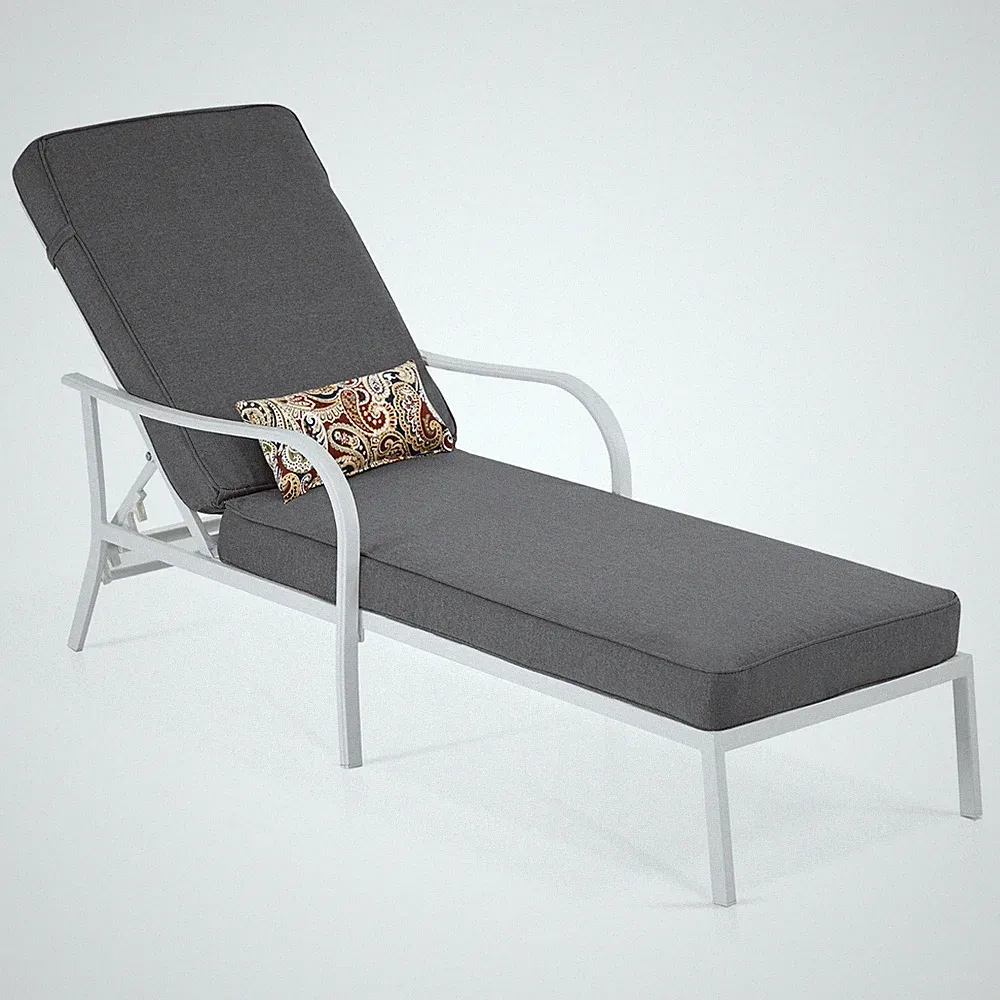 MCombo Outdoor Adjustable Chaise Lounge Reclining Chair with Lumbar Pillow