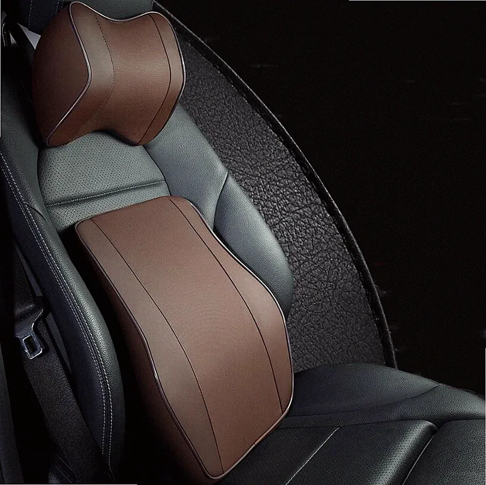 Memory Foam Lumbar Support Pillow Chair Lumbar Support Headrest PU Leather