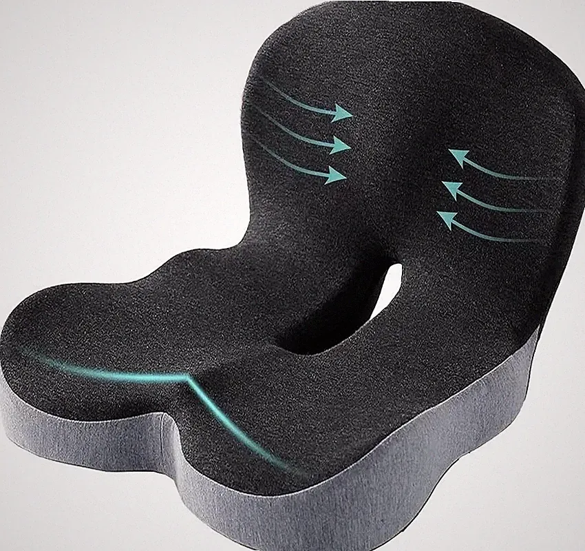 Memory Foam Seat Cushion w/Lumbar Support Pillow for Back & Sciatica Pain Relief
