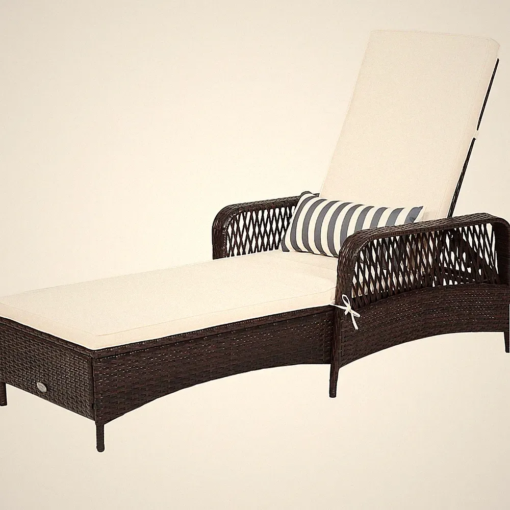 Patiojoy Patio Chaise Lounge Chair Six-Position Adjustable Outdoor Recliner