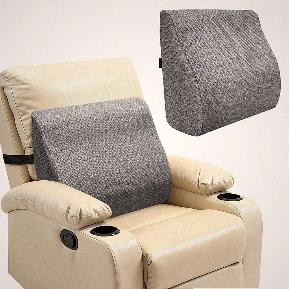 Recliner Lumbar Pillow Ergonomic Foam Cushion with Anti-Slip Backing & Adjust...