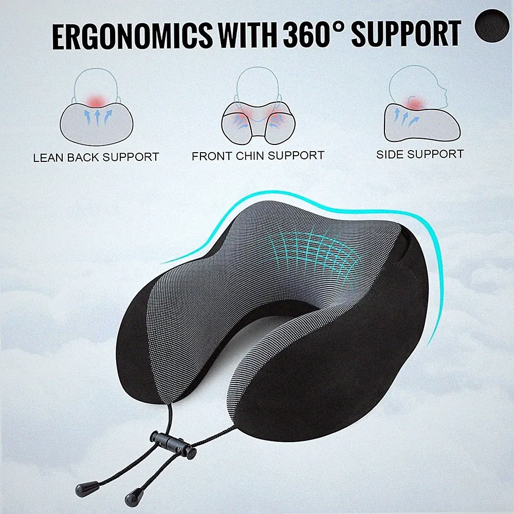 Soft Memory Foam Neck Travel Pillow Cooling Breathable 369° Ergonomic Support