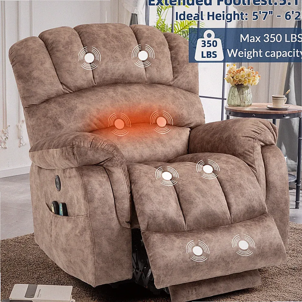 Tall Man Power Lift Recliner Electric Chair with Heat Massage &Extended Footrest