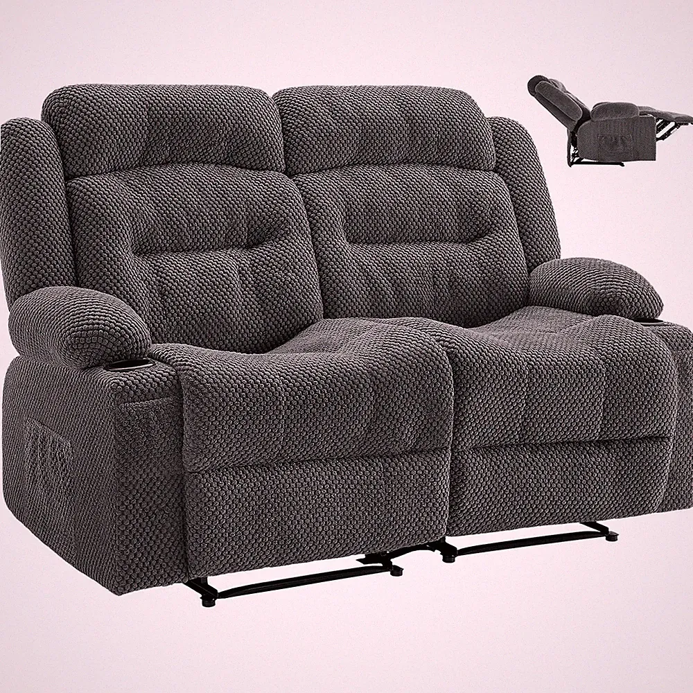 Uimoso Manual Reclining Loveseat Sofa with Heating and Massage Functions